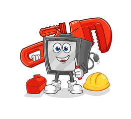 old tv plumber cartoon. cartoon mascot vector