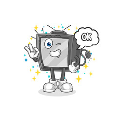 old tv agree mascot. cartoon vector