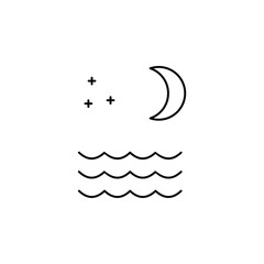 Moon, Night, Moonlight, Midnight Thin Line Icon Vector Illustration Logo Template. Suitable For Many Purposes.