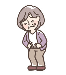 腹痛でお腹をおさえている女性