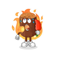 log eat hot chilie mascot. cartoon vector