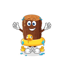 log with duck buoy cartoon. cartoon mascot vector