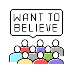 belief in ufology color icon vector illustration