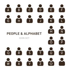 装飾素材　人物　アルファベット　シルエットアイコン