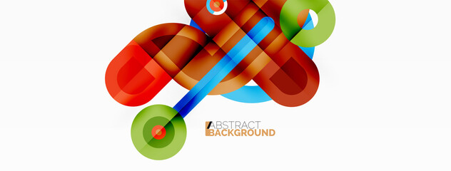 Creative geometric wallpaper. Minimal abstract background. Bright color geometric shapes on white backdrop. Business template for wallpaper, banner, background or landing