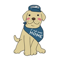 Labrador puppy want to adopt and need sweet home cartoon vector illustration