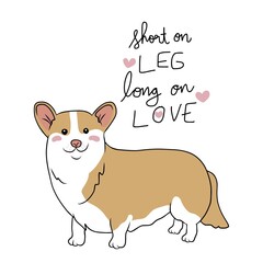 Corgi dog, short on leg long on love cartoon vector illustration