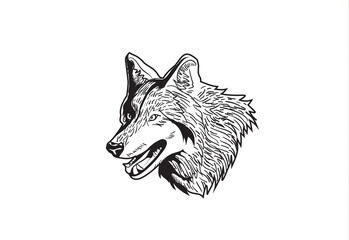 Wolf head in line art style design. Use it for logo, stump, poster or package design.