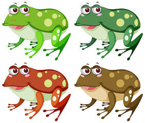 Cute frog cartoon on white background