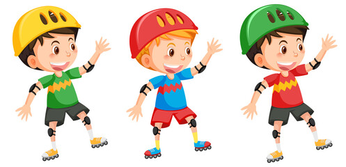Boys on inline skates cartoon
