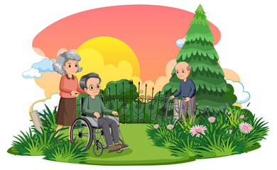 Obraz na płótnie Canvas Elderly people at park