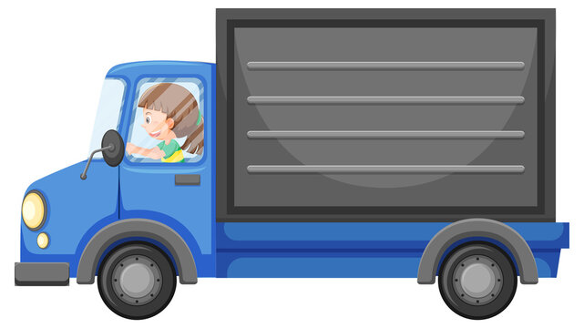 Delivery truck in cartoon style