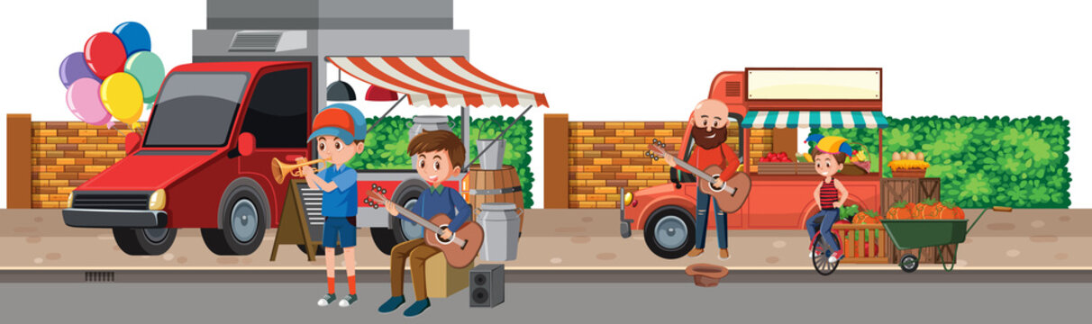 recommend clip art: People playing instruments at flea market