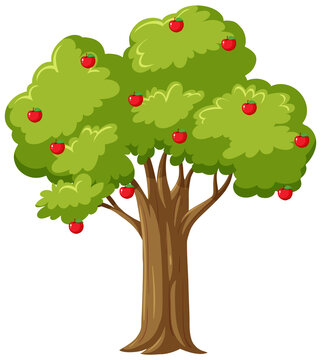 Isolated apple tree in cartoon style