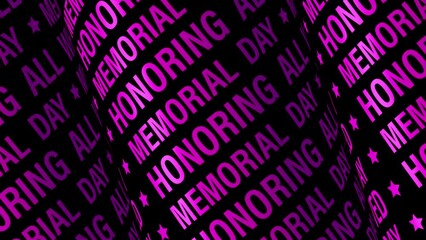 Memorial Day Honoring All Who Served animation 3D magenta pink text tube seamless loop animation on black background. 4k looping background for Movie Trailer, Music Teaser, Intro Video, Outro, Show Pr - Powered by Adobe