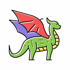 dragon fairy tale animal color icon vector illustration