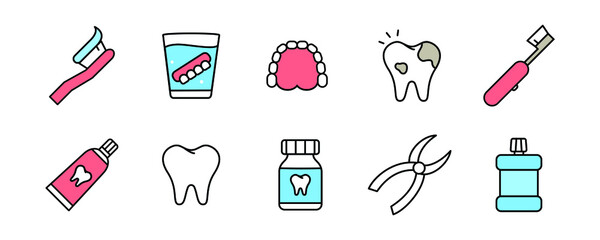 collection of dental equipment icon design. dentist's practice tools