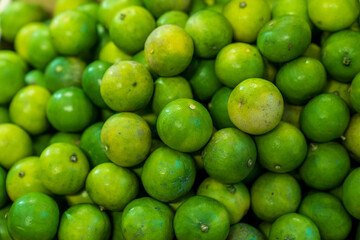 Food Background. Thai Lemon fruit. Asia fresh green lemon.