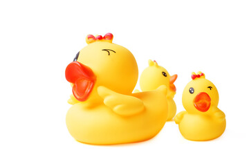 Yellow rubber duck family isolated