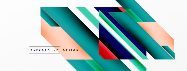 Minimal geometric abstract background. Dynamic 3d lines composition. Trendy techno business template for wallpaper, banner, background or landing