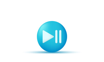 unique play pause blue icon 3d isolated on vector