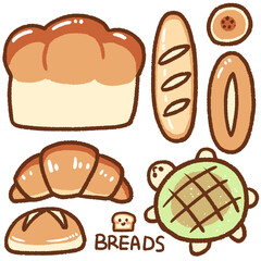 breads cartoon drawing set