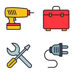 construction and home repair set icon symbol template for graphic and web design collection logo vector illustration