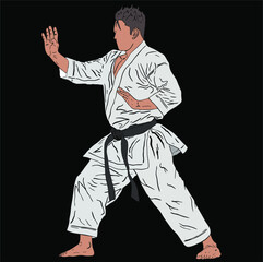 karate pose illustration vector. kata karate technique © irvan