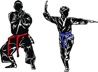 karate pose illustration vector. kata karate technique