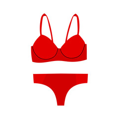 Women elegant red lingerie.Modern colorful female underwear.