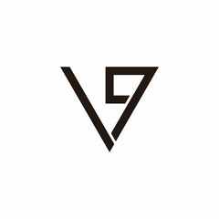 letter vg simple geometric line logo vector