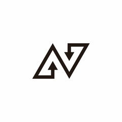 letter n up down arrow simple geometric logo vector