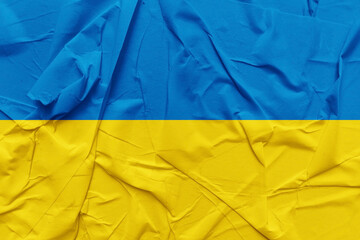 Ukraine flag made of crumpled paper