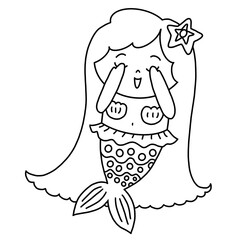 mermaid close her eye coloring page