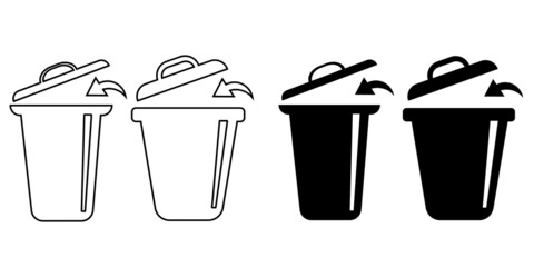 Bin icon. Trash can. Recycle icons set. Biodegradable, compostable, recyclable icon set. jpeg image jpg illustration rubbish box on wheels
