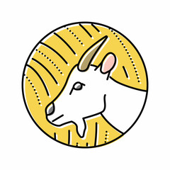 goat chinese horoscope animal color icon vector illustration