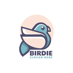 Vector Logo Illustration Bird Simple Mascot Style.