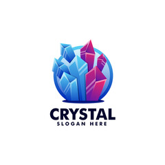 Vector Logo Illustration Crystal Gradient Colorful Style.