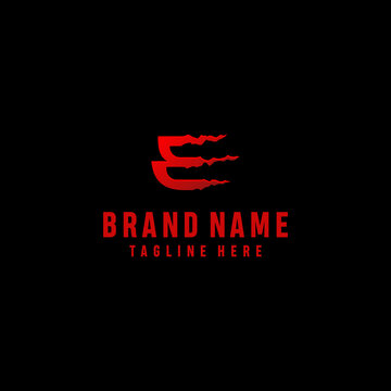 Logo Template Uppercase Red E Initial For Evil With Wild Claw Motifs Suitable For Communities, Shops, Companies Engaged In The Field Of Sports That Refers To Adrenaline.