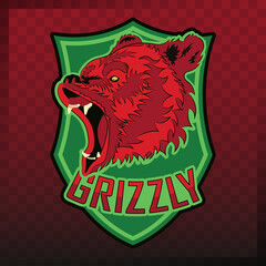 Grizzly Bear or Bears head silhouette logo design icon.