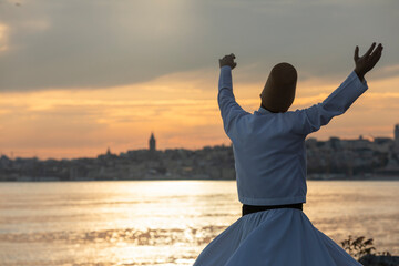 Sufi Whirling Silhouette and Istanbul Icons Uskudar Istanbul Turkey