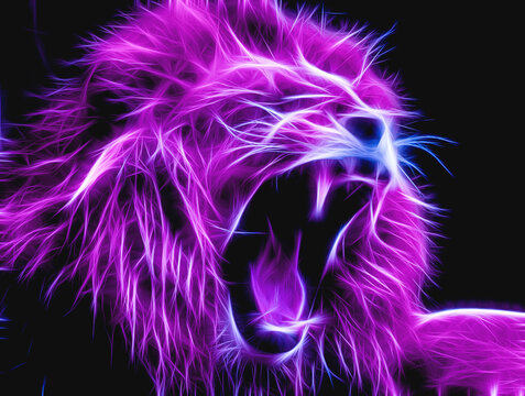 Pink neon lion