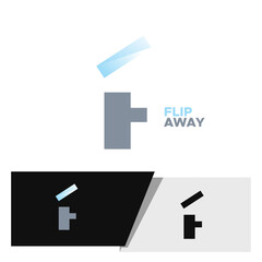creative and fun letter F logo with its top part flips away