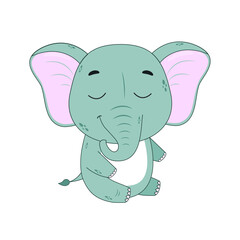 Cartoon elephant isolated on white background. Vector illustration for dasein and print