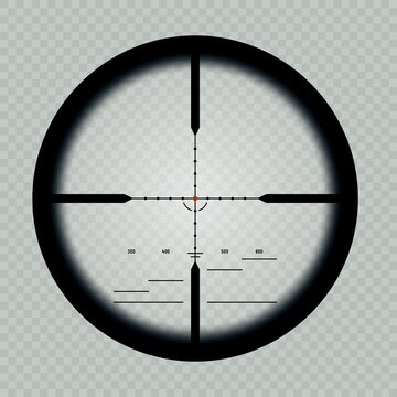 Military sniper scope, crosshair target and sight view of gun or rifle weapon aim, isolated vector. Sniper scope weapon viewfinder, military army shotgun crosshair reticle and optical target telescope