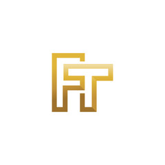 letter FT logo with one line connected style in gold color