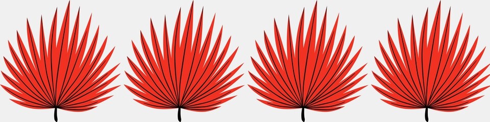 Red palms in series, palmetto plantation illustration