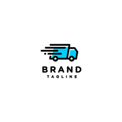 Delivery Truck Icons With Speed Effect Lines. Blue fast truck icons with speed effect lines.