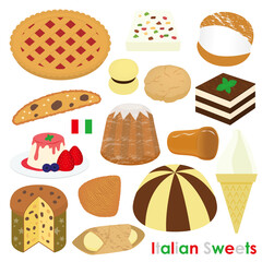 イタリアのお菓子のイラストセット