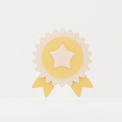 3d rendering of Winner Medal Award icon on clean background for mock up and web banner. Cartoon interface design. minimal metaverse concept.